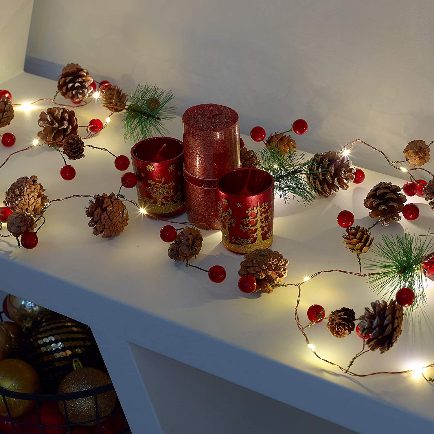 Christmas Pine Cone Garland with LEDs